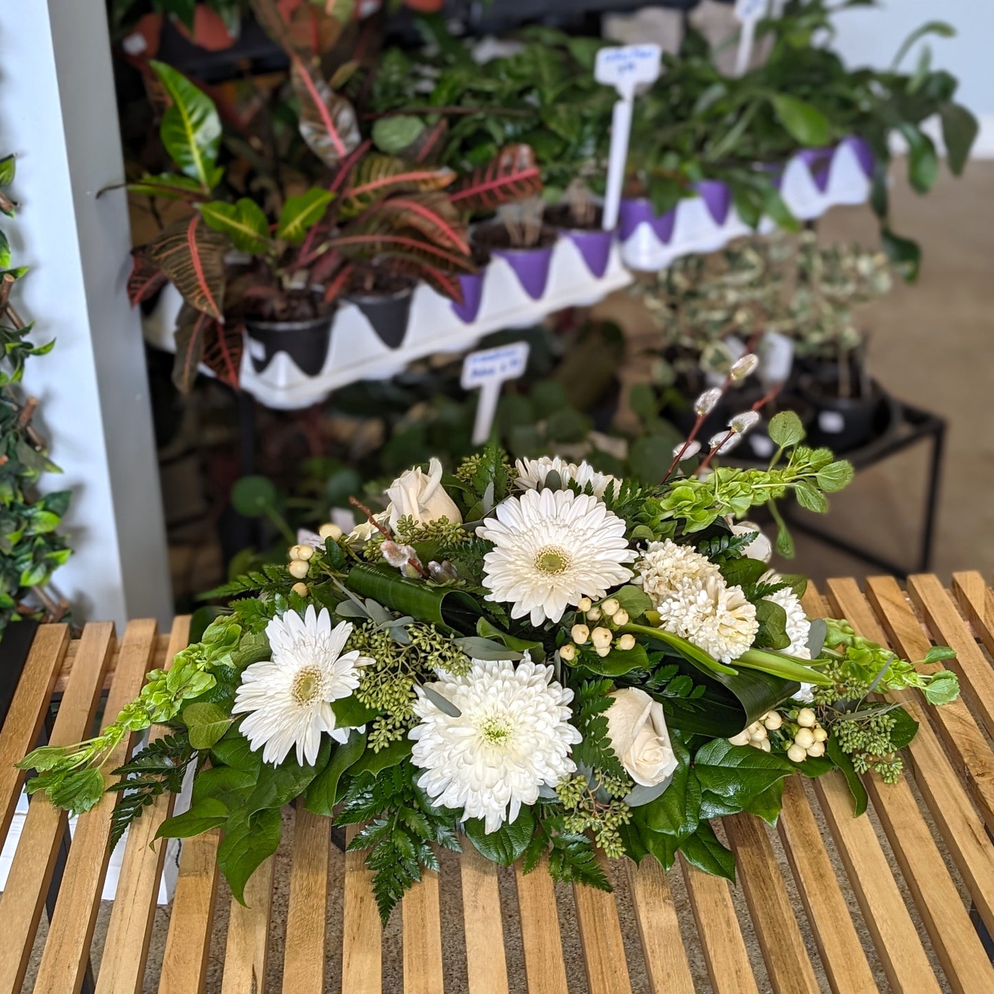 All-White Oblong Easter Table Centerpiece