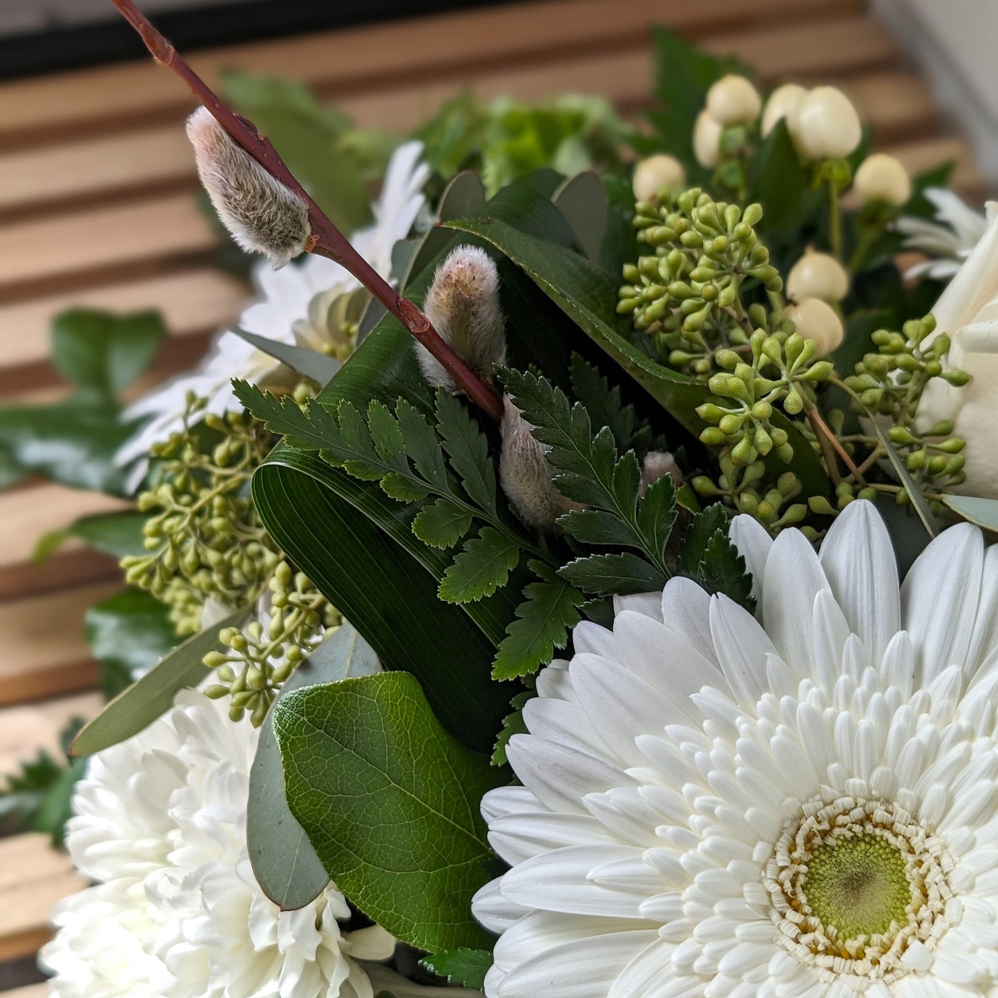 All-White Oblong Easter Table Centerpiece